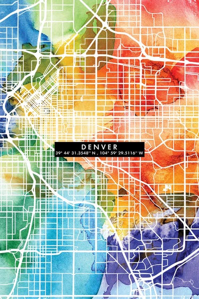 Colorado: Denver City Map Colorful by WallDecorAddict