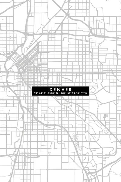 Denver City Map Minimal by WallDecorAddict canvas print