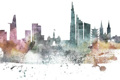 Ho Chi Minh Pastel Skyline by WallDecorAddict framed canvas print