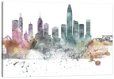Hong Kong Pastel Skyline Canvas Art Print - Hong Kong Art