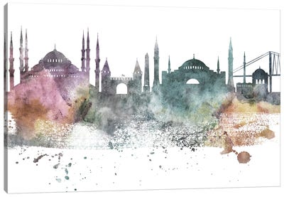 Istanbul Pastel Skyline Canvas Art Print - Istanbul Art