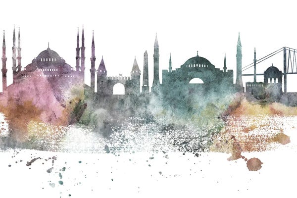 Turkey: Istanbul Pastel Skyline by WallDecorAddict