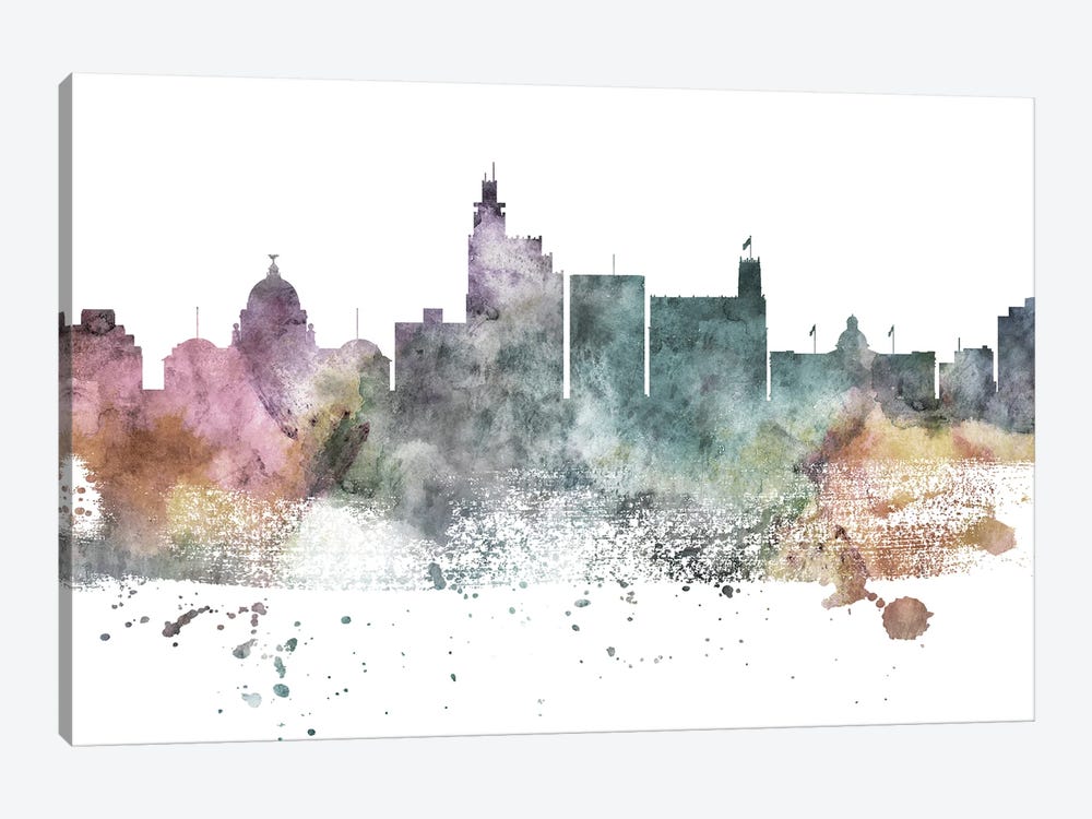 Jackson Mi Pastel Skyline by WallDecorAddict 1-piece Canvas Artwork