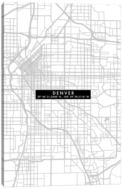 Denver City Map Minimal Canvas Art Print - Denver Art