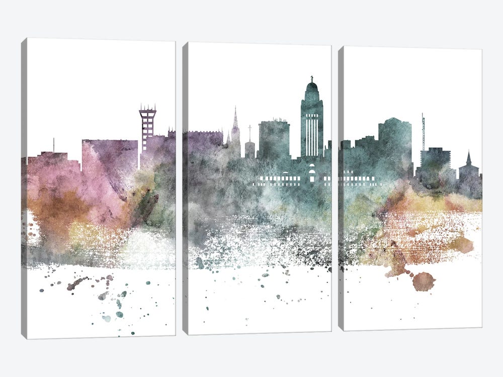 Lincoln Pastel Skyline by WallDecorAddict 3-piece Art Print