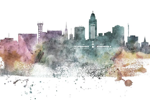 Nebraska: Lincoln Pastel Skyline by WallDecorAddict
