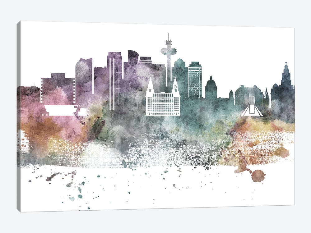 Liverpool Pastel Skyline by WallDecorAddict 1-piece Canvas Artwork