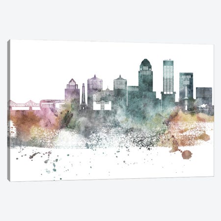 Louisville Pastel Skyline Canvas Print #WDA1067} by WallDecorAddict Art Print