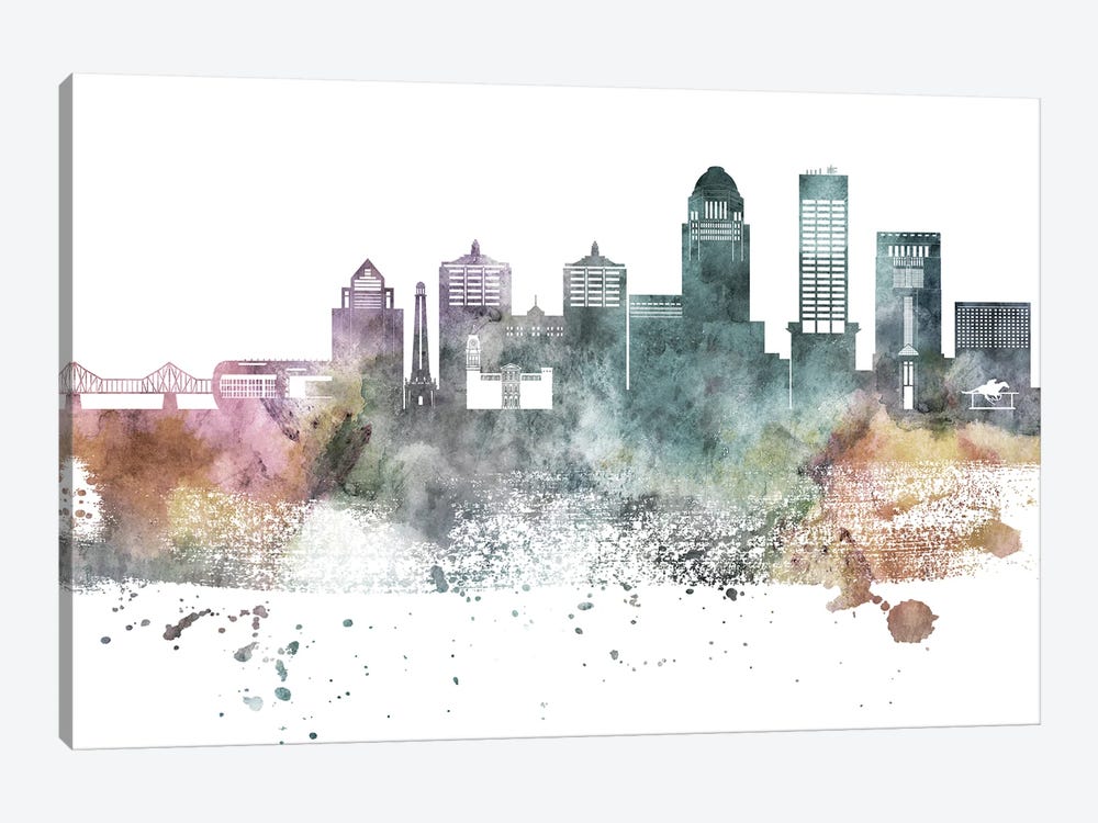 Louisville Pastel Skyline by WallDecorAddict 1-piece Canvas Print