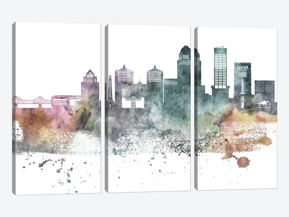 Louisville Pastel Skyline by WallDecorAddict 3-piece Canvas Print