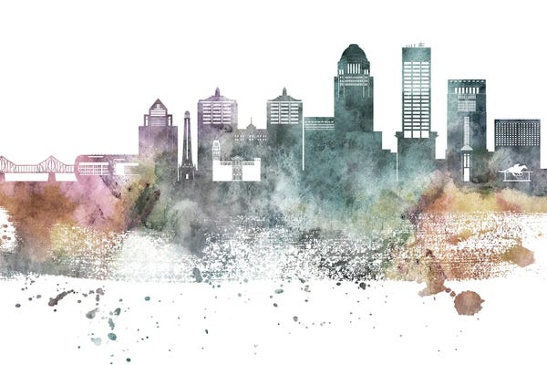 Kentucky: Louisville Pastel Skyline by WallDecorAddict