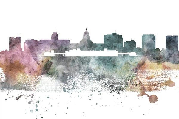 Wisconsin: Madison Pastel Skyline by WallDecorAddict