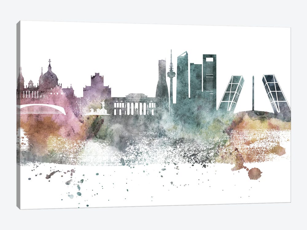 Madrid Pastel Skyline by WallDecorAddict 1-piece Canvas Art Print