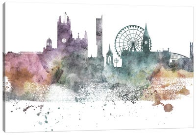 Manchester Pastel Skyline Canvas Art Print - Manchester Art