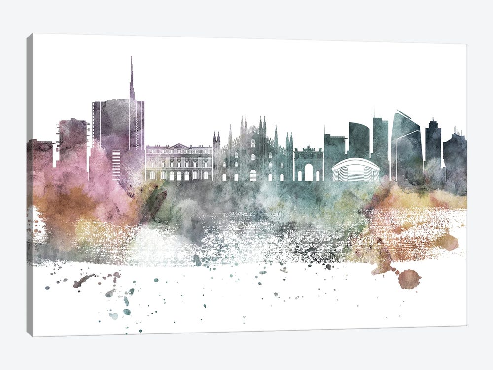 Milan Pastel Skyline by WallDecorAddict 1-piece Canvas Art Print