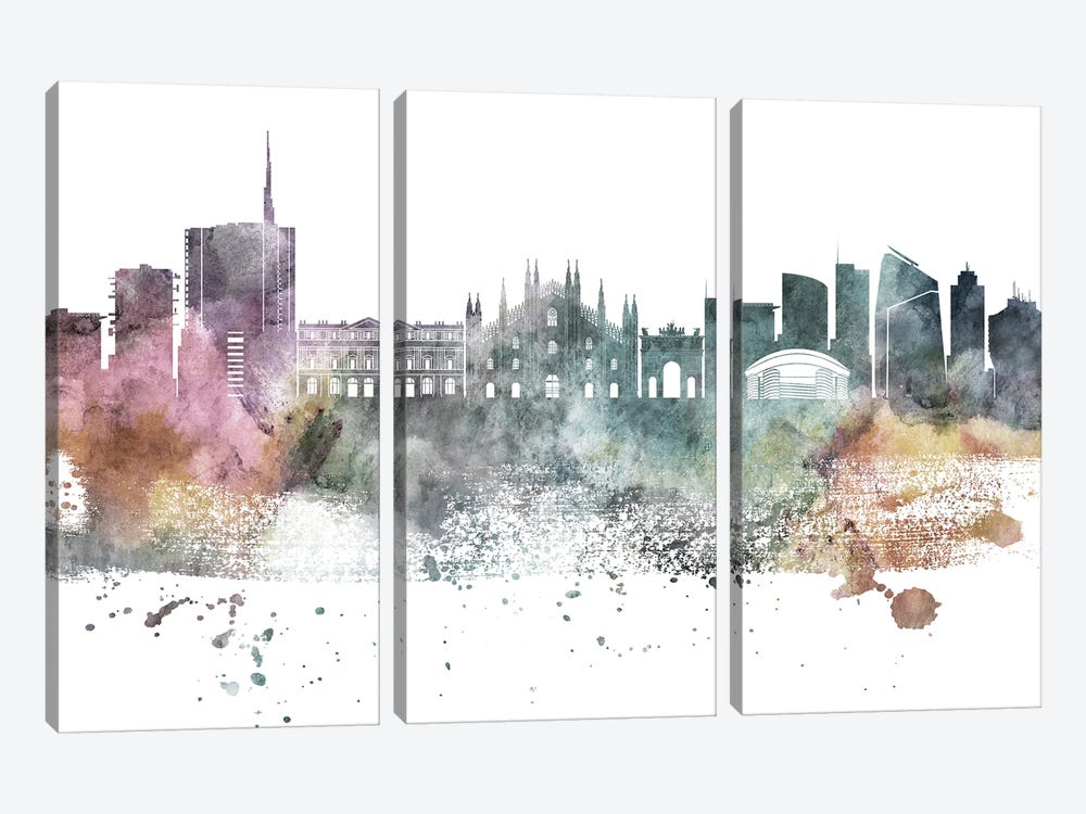 Milan Pastel Skyline by WallDecorAddict 3-piece Art Print