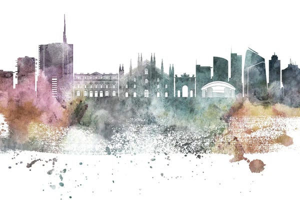 Lombardy: Milan Pastel Skyline by WallDecorAddict