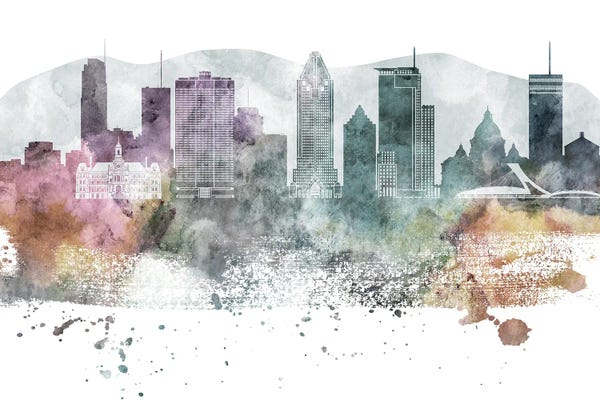 Quebec: Montreal Pastel Skyline by WallDecorAddict