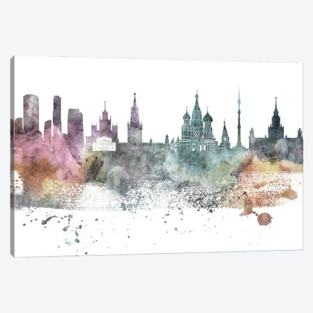 Moscow Pastel Skyline Canvas Print #WDA1076} by WallDecorAddict Canvas Art