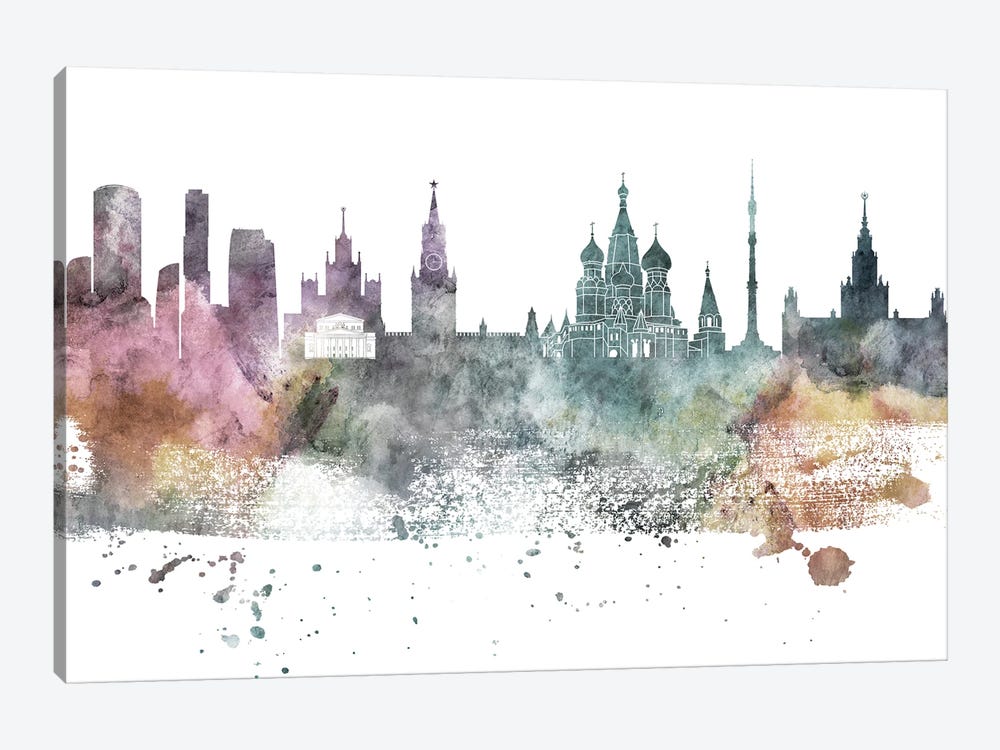Moscow Pastel Skyline by WallDecorAddict 1-piece Canvas Art Print