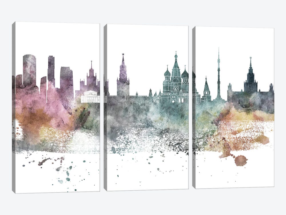 Moscow Pastel Skyline by WallDecorAddict 3-piece Art Print