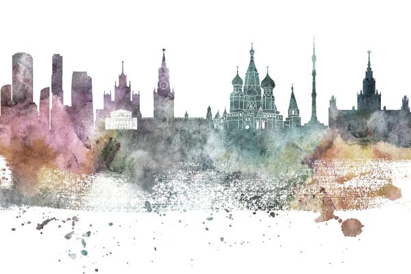 Moscow: Moscow Pastel Skyline by WallDecorAddict