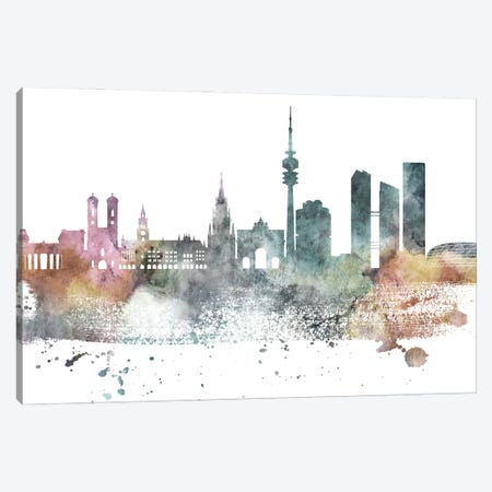 Munich Pastel Skyline Canvas Print #WDA1078} by WallDecorAddict Art Print