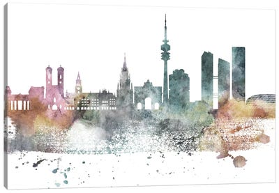 Munich Pastel Skyline Canvas Art Print - Munich Art