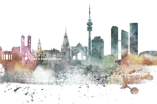 Bavaria: Munich Pastel Skyline by WallDecorAddict