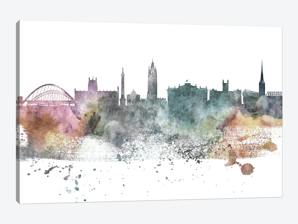 Newcastle Pastel Skyline by WallDecorAddict 1-piece Canvas Art