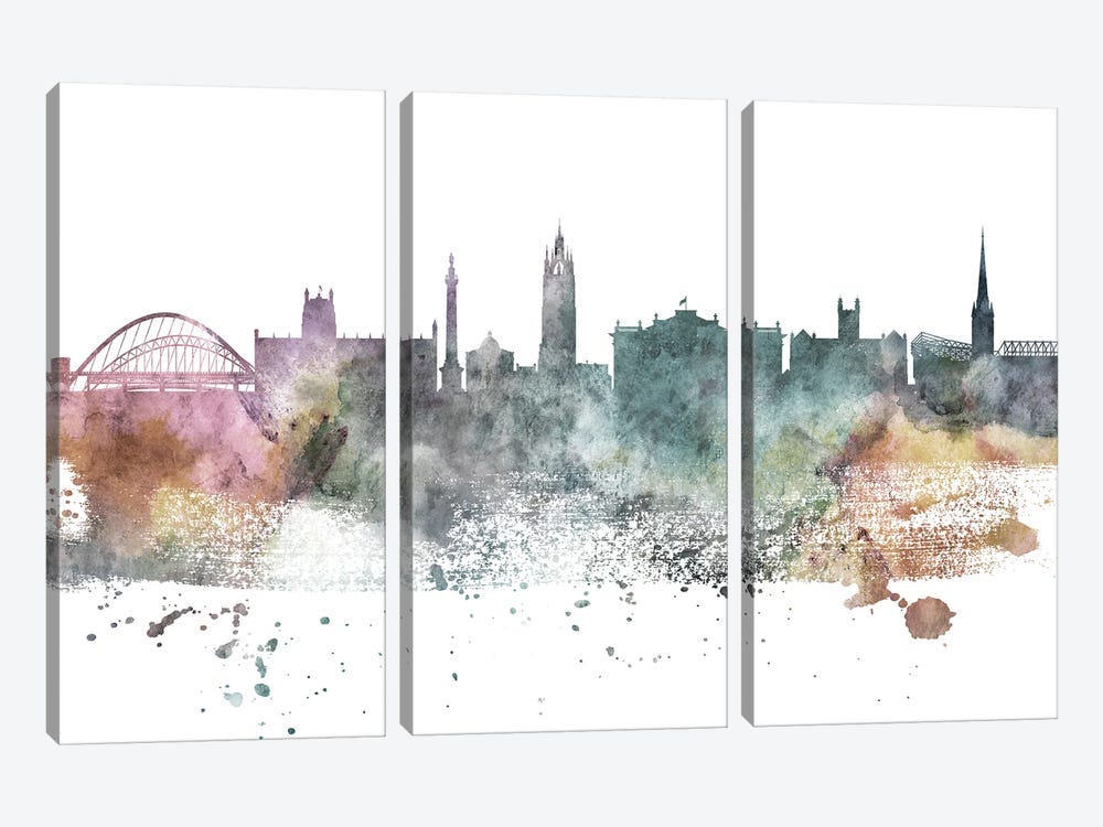 Newcastle Pastel Skyline by WallDecorAddict 3-piece Canvas Art