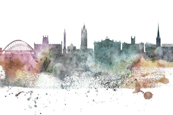 Newcastle: Newcastle Pastel Skyline by WallDecorAddict