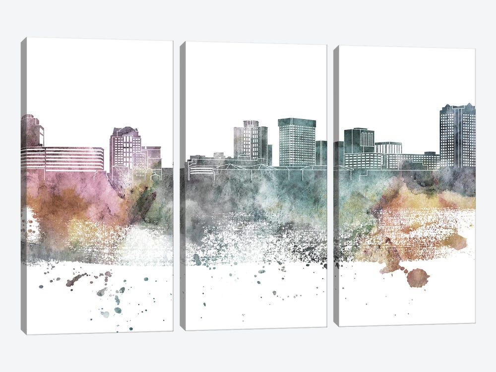 Norfolk Pastel Skyline by WallDecorAddict 3-piece Canvas Art Print