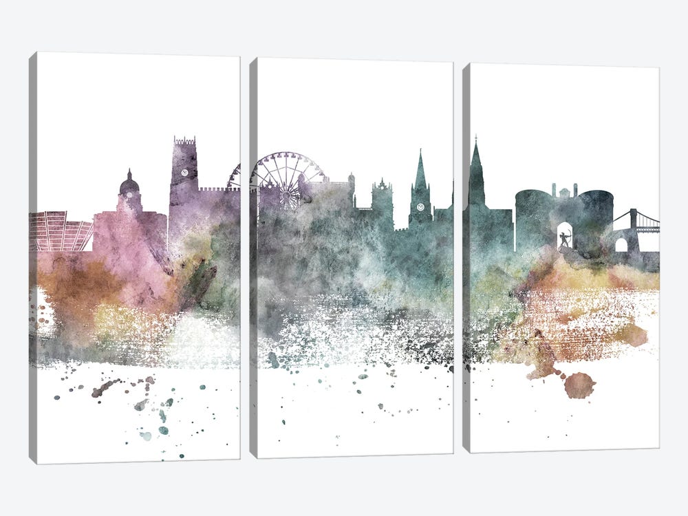 Nottingham Pastel Skyline by WallDecorAddict 3-piece Canvas Artwork