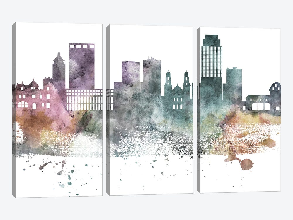 Omaha Pastel Skyline by WallDecorAddict 3-piece Canvas Print