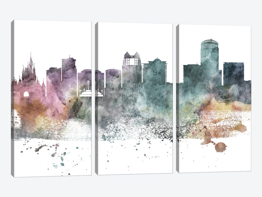 Orlando Pastel Skyline by WallDecorAddict 3-piece Canvas Art Print