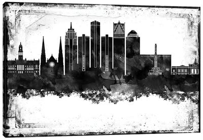 Detroit Black And White Framed Skylines Canvas Art Print - Detroit Skylines