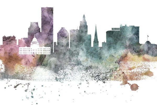 Rhode Island: Providence Pastel Skyline by WallDecorAddict
