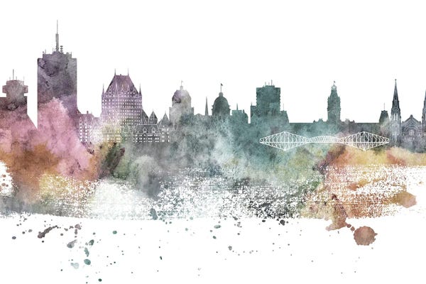 Quebec: Quebec Pastel Skyline by WallDecorAddict