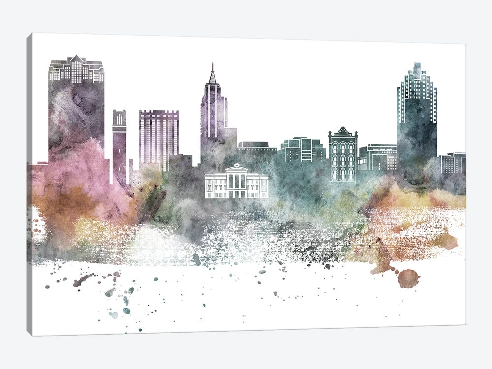 Raleigh Pastel Skyline by WallDecorAddict 1-piece Canvas Wall Art