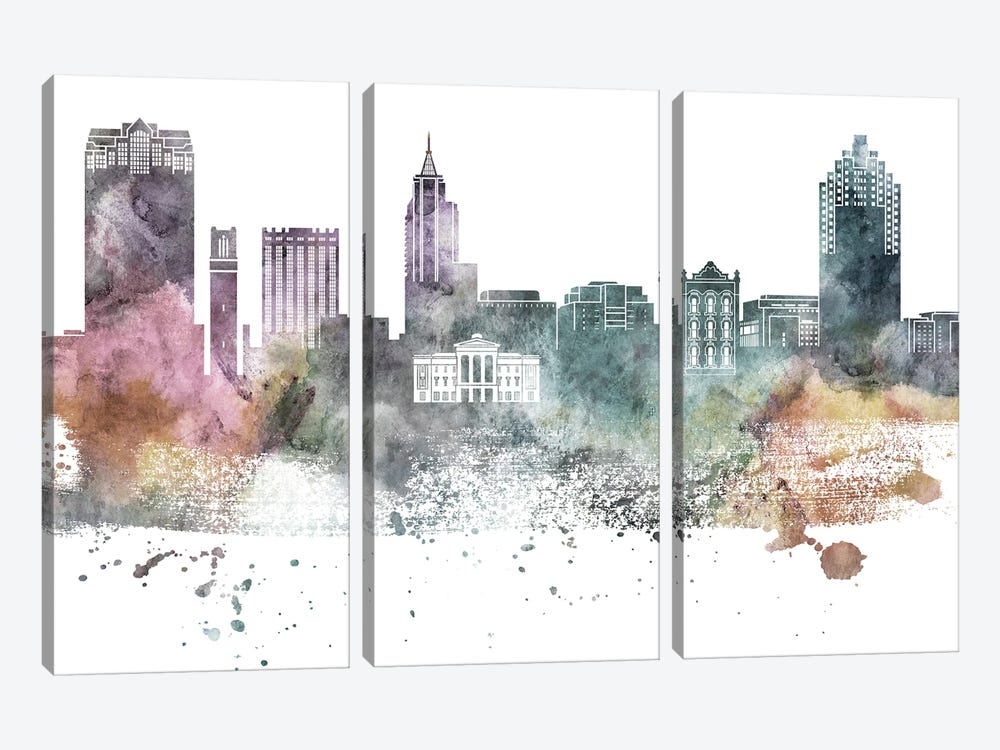 Raleigh Pastel Skyline by WallDecorAddict 3-piece Canvas Artwork