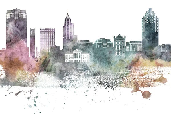 North Carolina: Raleigh Pastel Skyline by WallDecorAddict