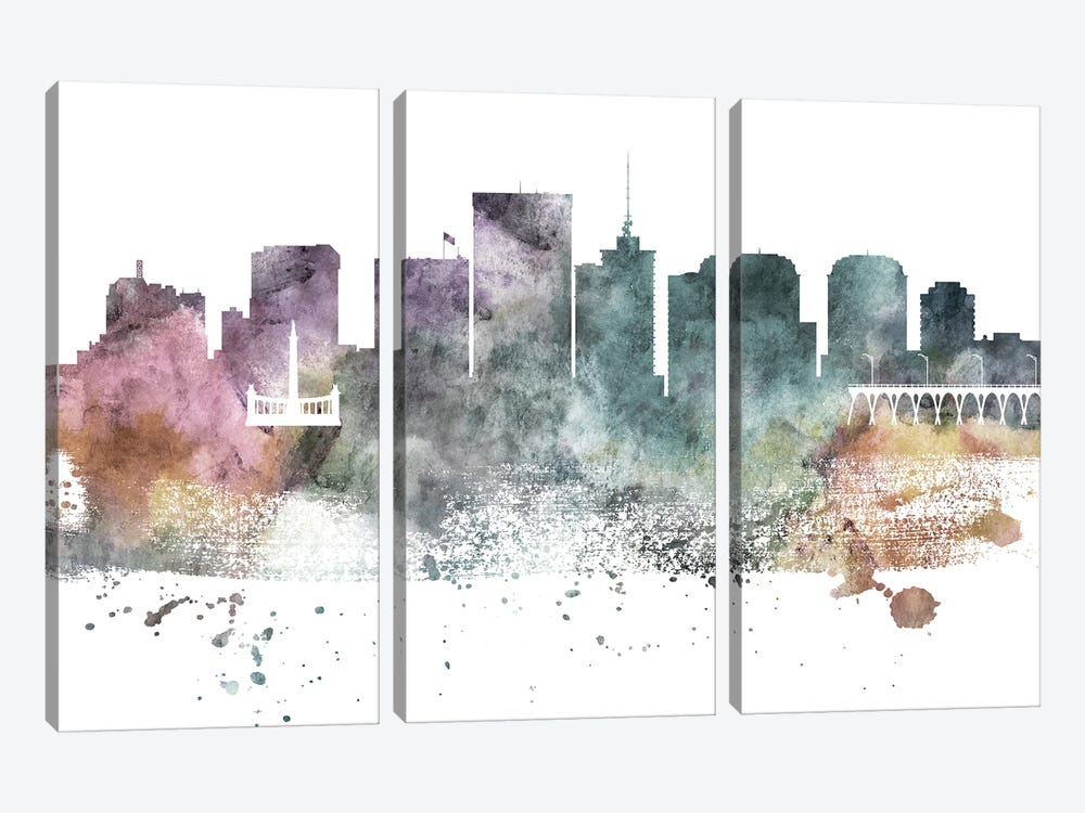 Richmond Pastel Skyline by WallDecorAddict 3-piece Canvas Artwork