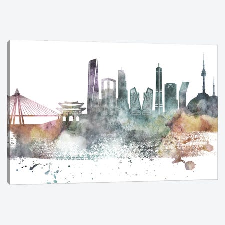 Seoul Pastel Skyline Canvas Print #WDA1098} by WallDecorAddict Canvas Art Print