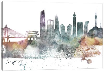 Seoul Pastel Skyline Canvas Art Print - South Korea