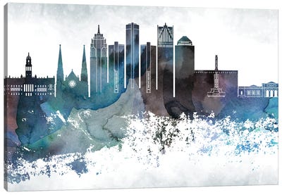 Detroit Bluish Skylines Canvas Art Print - Detroit Art