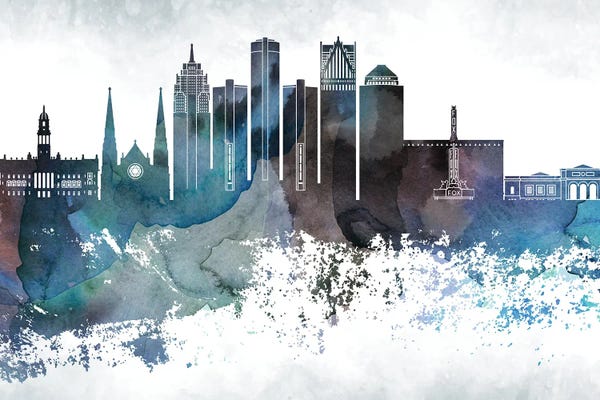 Michigan: Detroit Bluish Skylines by WallDecorAddict