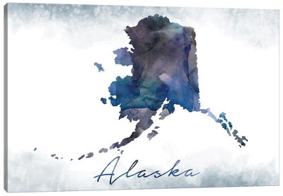 Alaska State Bluish Canvas Art Print - State Maps
