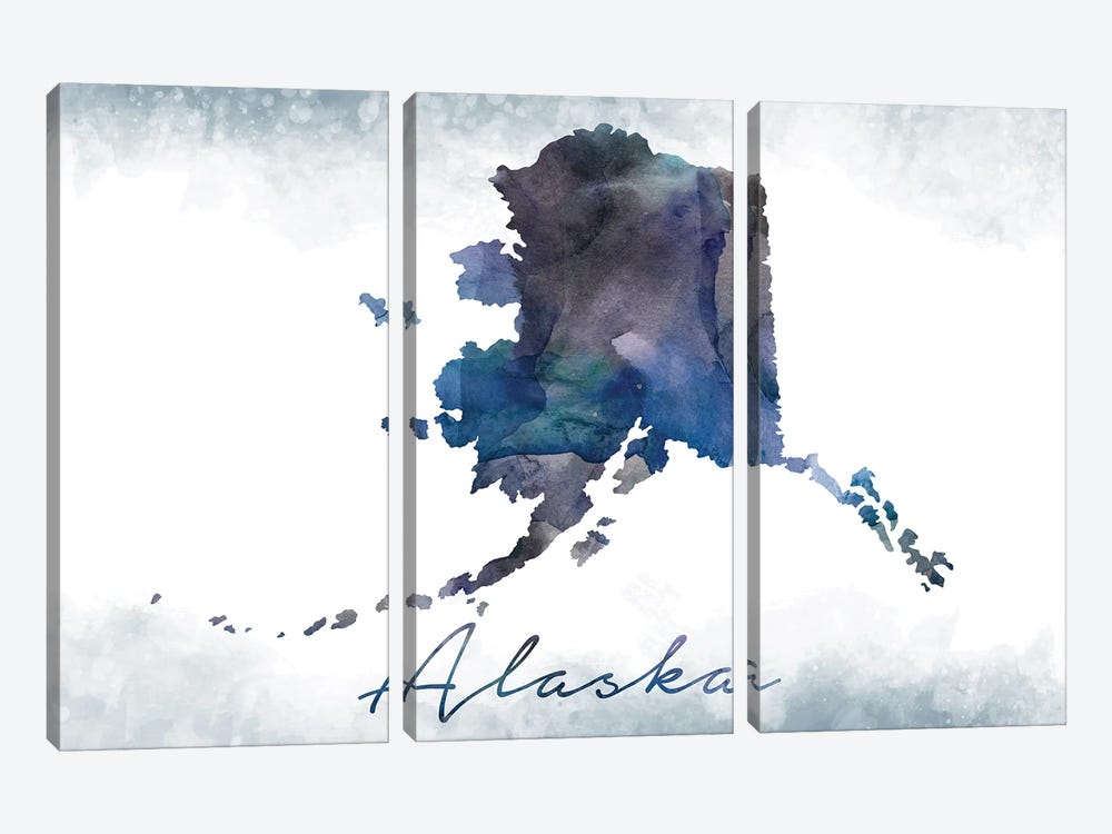Alaska State Bluish by WallDecorAddict 3-piece Canvas Artwork