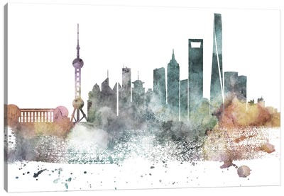 Shanghai Pastel Skyline Canvas Art Print - Shanghai Art